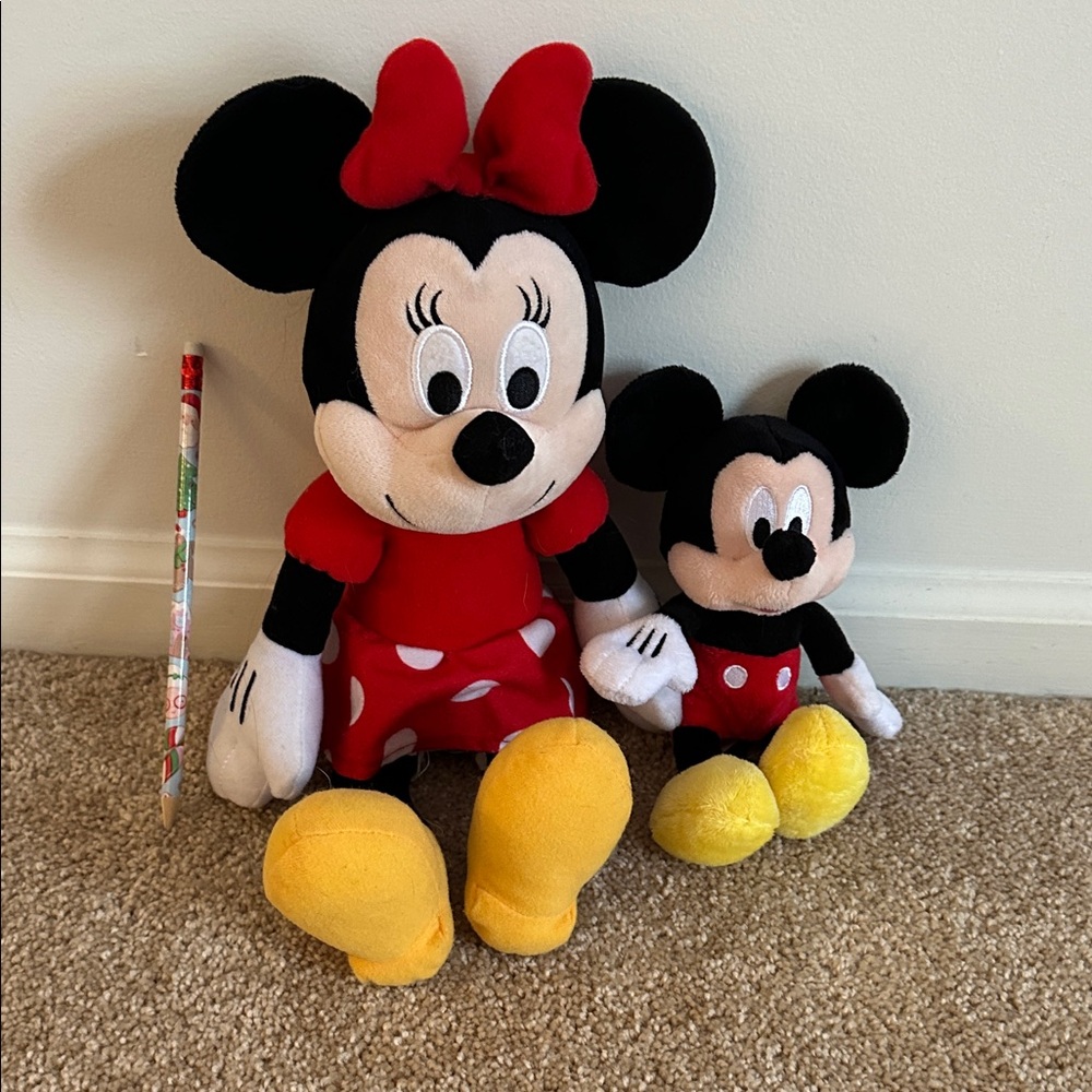 Minnie and Mickey Mouse Plush Toy Set - Red, Yellow, Black